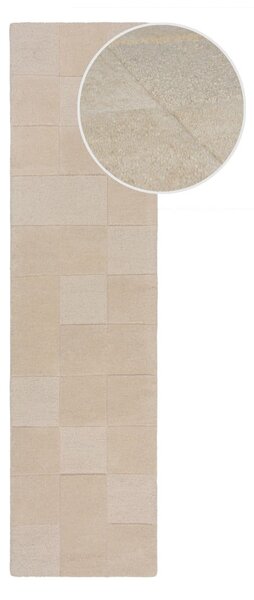 Bézs kézi szövésű gyapjú futószőnyeg 60x230 cm Checkerboard – Flair Rugs