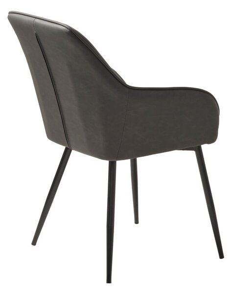 Sötétszürke kárpitozott karfás étkezőfotel szett 2 db-os Nolan Stripe – Unique Furniture