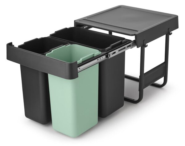Mentazöld-sötétszürke műanyag szelektív-érintésre nyíló szemetes 40 l Sort&Go – Brabantia