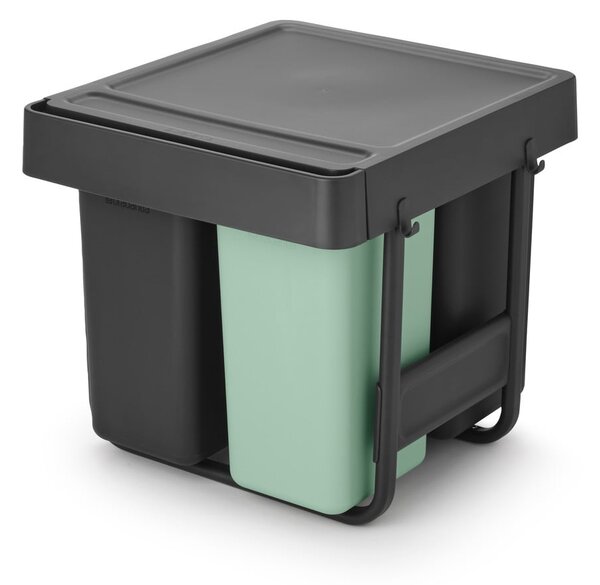 Mentazöld-sötétszürke műanyag szelektív-érintésre nyíló szemetes 40 l Sort&Go – Brabantia