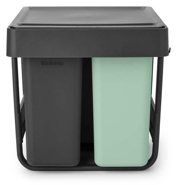 Mentazöld-sötétszürke műanyag szelektív-érintésre nyíló szemetes 40 l Sort&Go – Brabantia