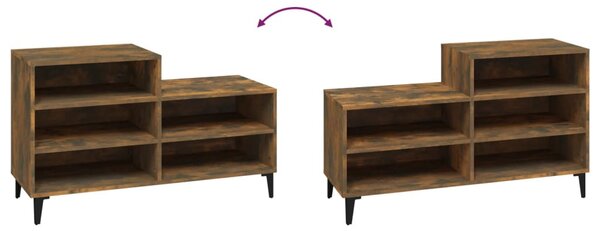 Füstös tölgy színű szerelt fa cipősszekrény 102 x 36 x 60 cm