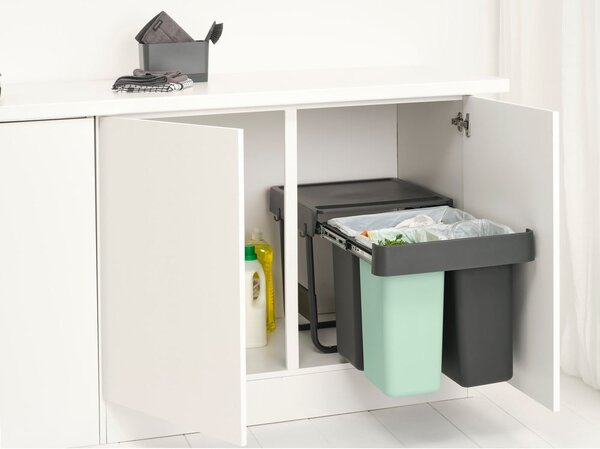 Mentazöld-sötétszürke műanyag szelektív-érintésre nyíló szemetes 40 l Sort&Go – Brabantia