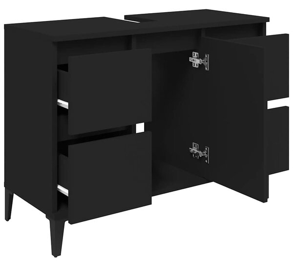 VidaXL fekete szerelt fa mosdószekrény 80 x 33 x 60 cm