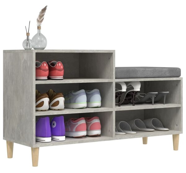 Betonszürke szerelt fa cipőszekrény 102x36x60 cm