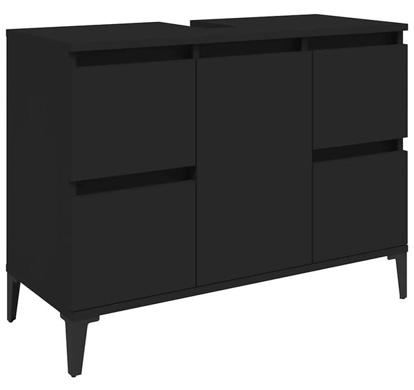 VidaXL fekete szerelt fa mosdószekrény 80 x 33 x 60 cm