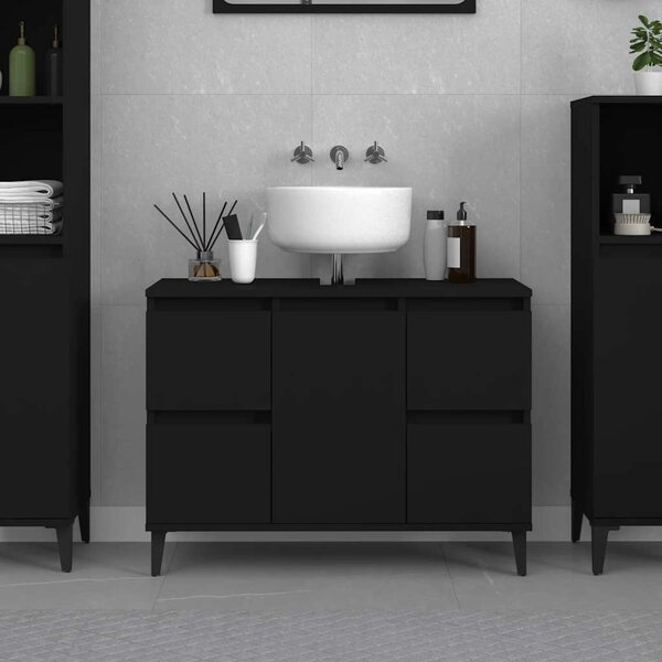 VidaXL fekete szerelt fa mosdószekrény 80 x 33 x 60 cm