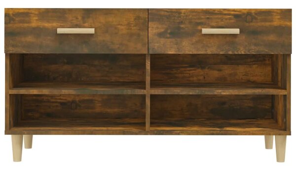 Füstös tölgyszínű szerelt fa cipősszekrény 102 x 35 x 55 cm
