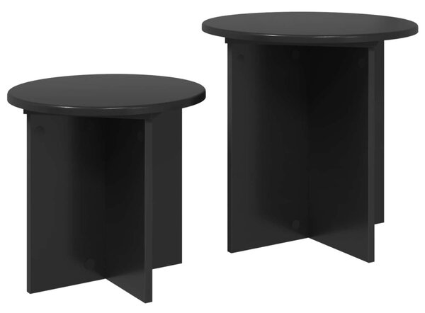 Kisasztal készlet tárolóval 2 pcs Fekete Tölgy Mérnöki fa