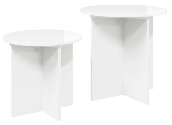 Kisasztal készlet tárolóval 2 pcs Magasfényű Fehér Mérnöki fa