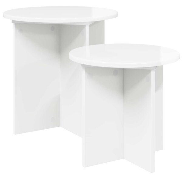 Kisasztal készlet tárolóval 2 pcs Magasfényű Fehér Mérnöki fa