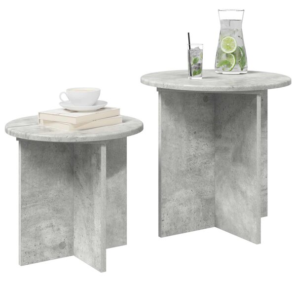 Kisasztal készlet tárolóval 2 pcs Betonszürke Mérnöki fa
