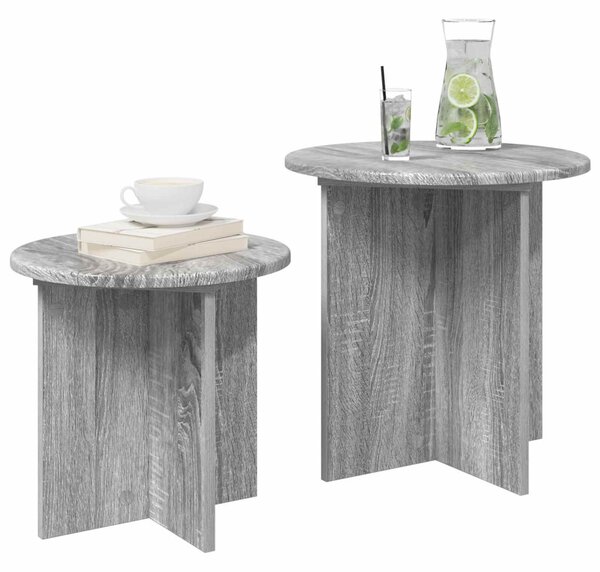 Kisasztal készlet tárolóval 2 pcs Szürke Sonoma Mérnöki fa