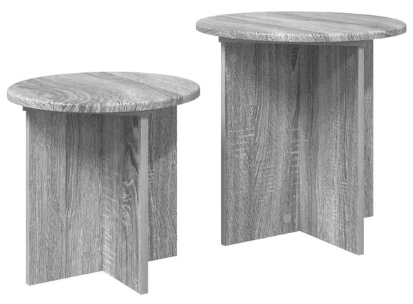 Kisasztal készlet tárolóval 2 pcs Szürke Sonoma Mérnöki fa