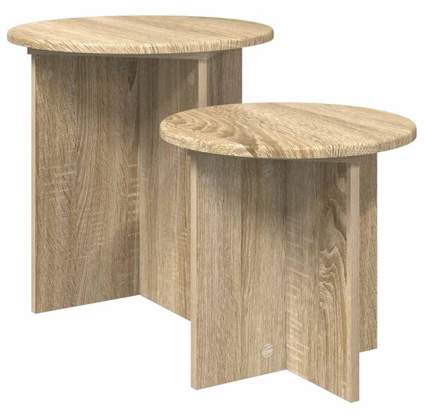Kisasztal készlet tárolóval 2 pcs Sonoma Tölgy Mérnöki fa