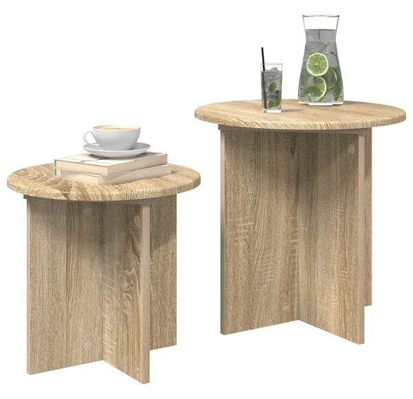 Kisasztal készlet tárolóval 2 pcs Sonoma Tölgy Mérnöki fa