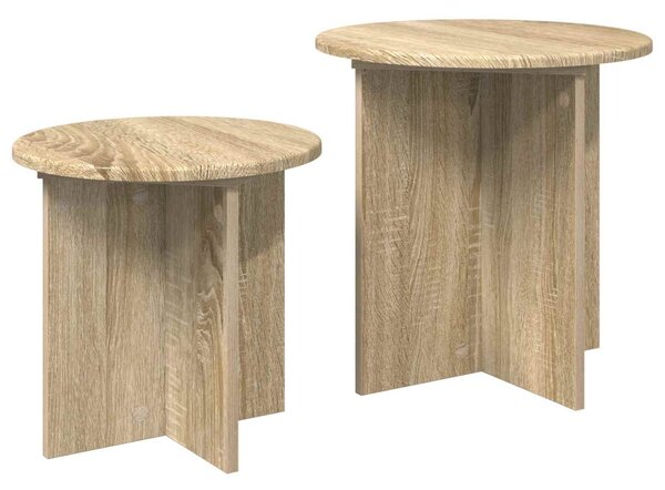 Kisasztal készlet tárolóval 2 pcs Sonoma Tölgy Mérnöki fa