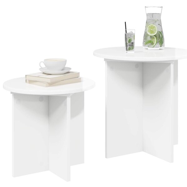 Kisasztal készlet tárolóval 2 pcs Magasfényű Fehér Mérnöki fa