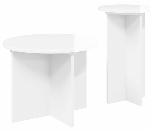 Kisasztal készlet tárolóval 2 pcs Magasfényű Fehér Szerelt Fa