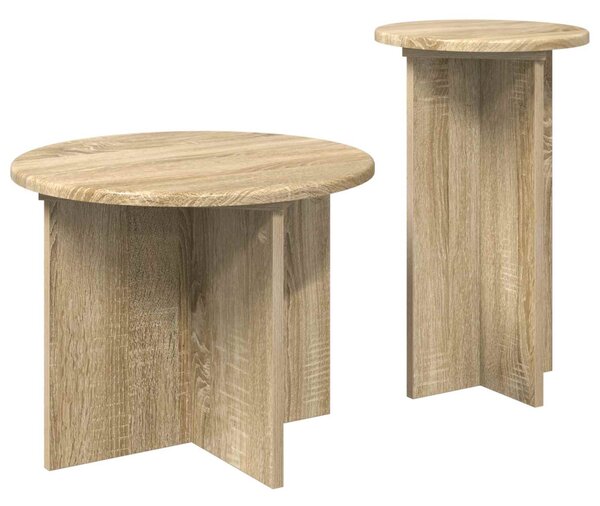 Kisasztal készlet tárolóval 2 pcs Sonoma Tölgy Szerelt Fa