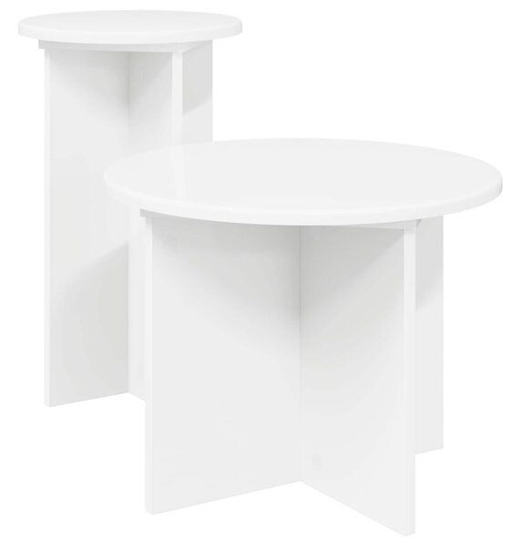 Kisasztal készlet tárolóval 2 pcs Fehér Szerelt Fa