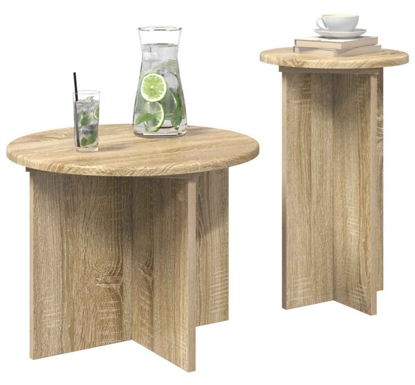 Kisasztal készlet tárolóval 2 pcs Sonoma Tölgy Szerelt Fa