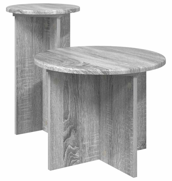Kisasztal készlet tárolóval 2 pcs Szürke Sonoma Szerelt Fa