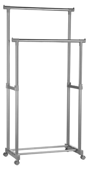 Ezüstszínű fém teleszkópos-gurulós ruhatartó állvány – Premier Housewares