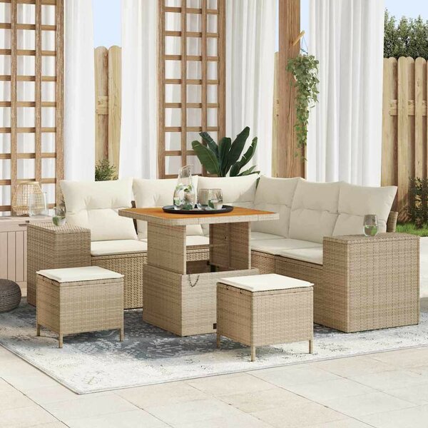 Kerti Kanapé Szett párnával 8 pcs Beige és krém 80 x 80 x 71 cm