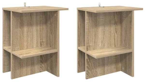 Dohányzóasztal 2 pcs Sonoma Tölgy 40 x 30 x 49 cm Szerelt Fa