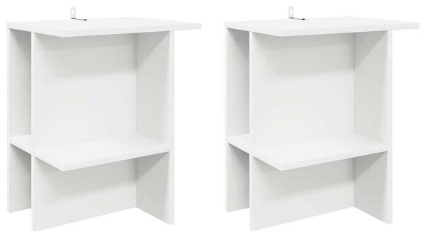 Dohányzóasztal 2 pcs Fehér 40 x 30 x 49 cm Szerelt Fa