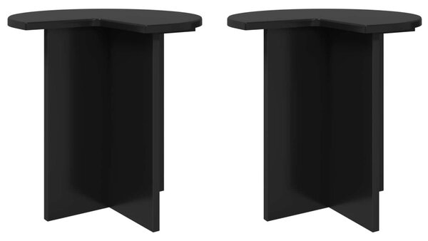 Oldal asztal 2 pcs Fekete Tölgy Ø 39 x 38 cm Szerelt Fa