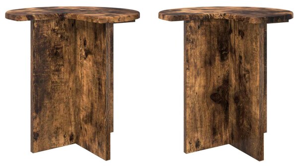 Oldal asztal 2 pcs Füstös Tölgy Ø 39 x 38 cm Szerelt Fa