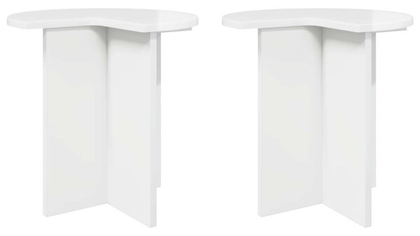 Oldal asztal 2 pcs Magasfényű Fehér Ø 39 x 38 cm Szerelt Fa