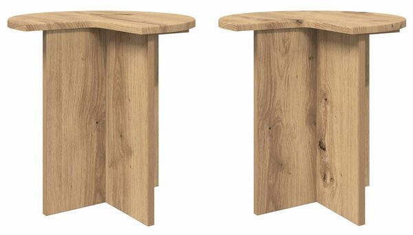 Oldal asztal 2 pcs Kézműves Tölgy Ø 39 x 38 cm Szerelt Fa