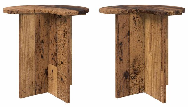 Oldal asztal tárolóval 2 pcs Antik Fa Ø 39 x 38 cm Szerelt Fa