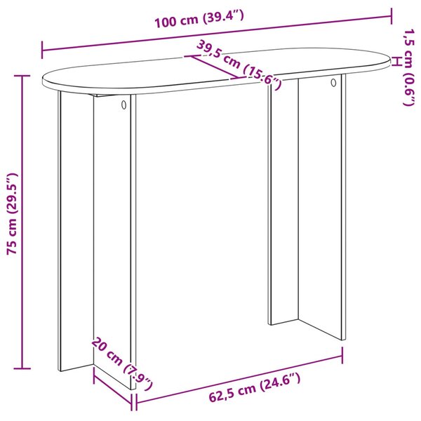 Konzolasztal Kézműves Tölgy 100 x 39,5 x 75 cm Szerelt Fa
