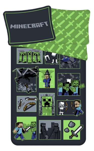 Egyszemélyes pamut gyerek ágyneműhuzat 140x200 cm Minecraft Survival Mode – Jerry Fabrics
