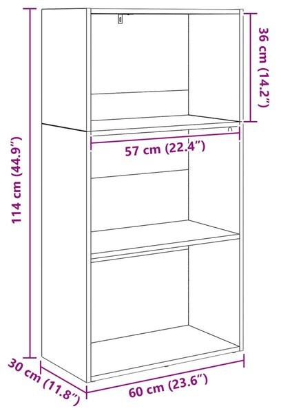 Könyvespolc Fekete tölgy 60 x 30 x 114 cm Faanyag