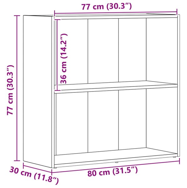 Könyvespolc Fekete tölgy 80 x 30 x 76,5 cm Faanyag