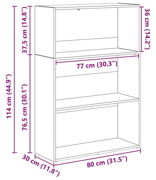 Könyvespolc Fekete tölgy 80 x 30 x 114 cm Faanyag