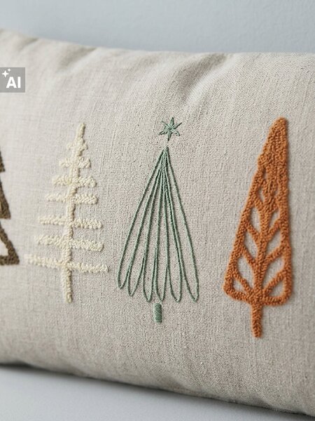Sinsay - Karácsonyi díszpárna karácsonyfás mintával - fehér
