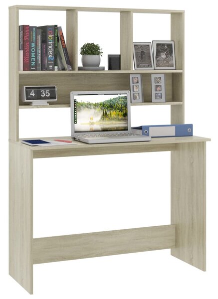 Sonoma-tölgy forgácslap íróasztal polcokkal 110 x 45 x 157 cm