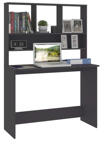 Szürke forgácslap íróasztal polcokkal 110 x 45 x 157 cm