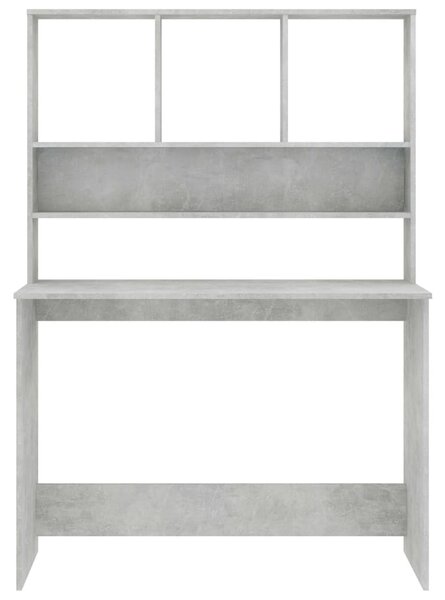 Betonszürke forgácslap íróasztal polcokkal 110 x 45 x 157 cm