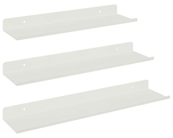 Lebegő polc Falra szerelhető 3 pcs Fehér 40 x 9 x 2,5 cm Acél