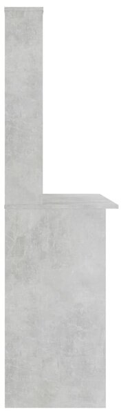 Betonszürke forgácslap íróasztal polcokkal 110 x 45 x 157 cm