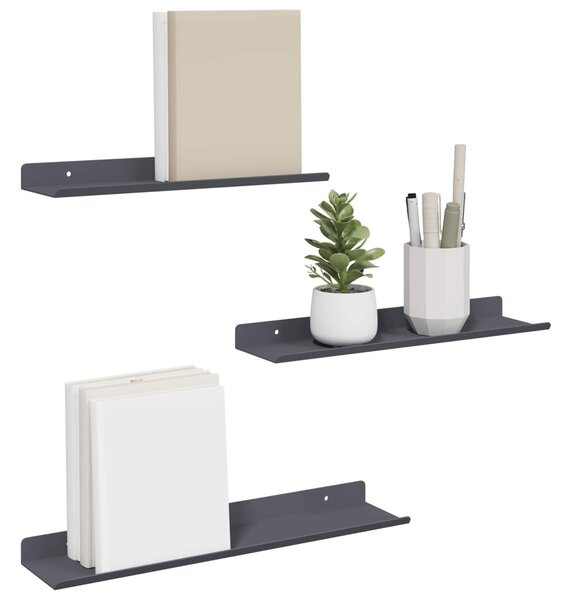 Lebegő polc Falra szerelhető 3 db Antracit 40 x 9 x 2,5 cm Acél