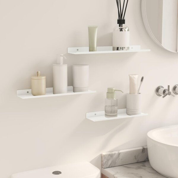 Lebegő polc Falra szerelhető 3 pcs Fehér 40 x 9 x 2,5 cm Acél