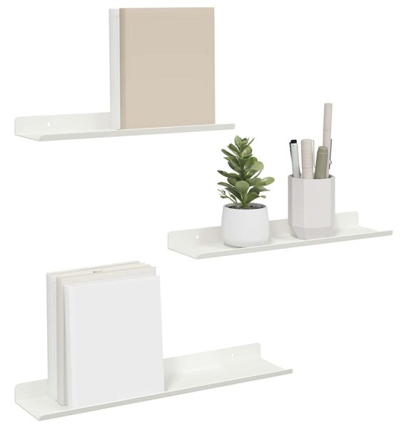 Lebegő polc Falra szerelhető 3 pcs Fehér 40 x 9 x 2,5 cm Acél